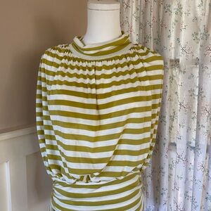 Anthropologie Green and White Striped Top.